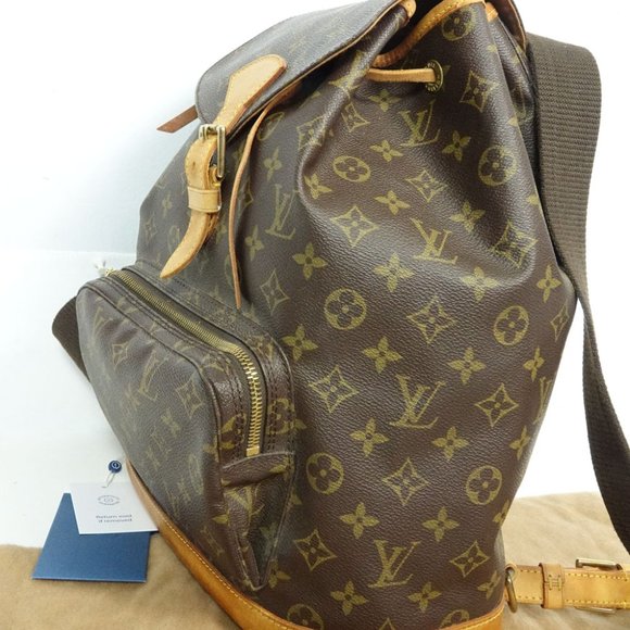AUTH LOUIS VUITTON Monogram Leather Montsouris GM Backpack Handbag Shoulder Bag - Picture 4 of 14